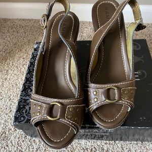 Sling Back Cork Heel Sandal